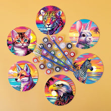 Cargar imagen en el visor de la galería, Pintar por números Posavasos 10cm (6 piezas) - Fauna Pop Art