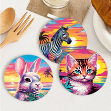 Cargar imagen en el visor de la galería, Pintar por números Posavasos 10cm (6 piezas) - Fauna Pop Art