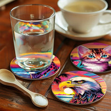 Cargar imagen en el visor de la galería, Pintar por números Posavasos 10cm (6 piezas) - Fauna Pop Art
