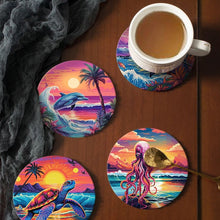 Cargar imagen en el visor de la galería, Pintar por números Posavasos 10cm (6 piezas) - Vida Marina Colorida