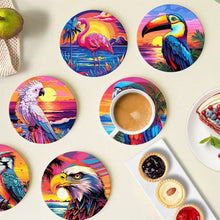 Cargar imagen en el visor de la galería, Pintar por números Posavasos 10cm (6 piezas) - Pájaros Tropicales Vibrantes
