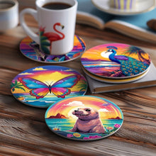 Cargar imagen en el visor de la galería, Pintar por números Posavasos 10cm (6 piezas) - Serie Fauna con Panda, Mapache y Foca
