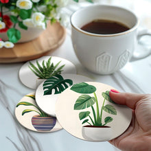 Cargar imagen en el visor de la galería, Pintar por números Posavasos 10cm (6 piezas) - Monstera y Helecho