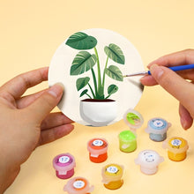 Cargar imagen en el visor de la galería, Pintar por números Posavasos 10cm (6 piezas) - Monstera y Helecho