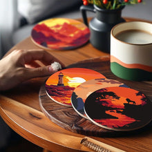 Cargar imagen en el visor de la galería, Pintar por números Posavasos 10cm (6 piezas) - Escena de Atardecer