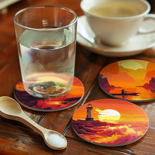 Cargar imagen en el visor de la galería, Pintar por números Posavasos 10cm (6 piezas) - Escena de Atardecer