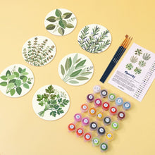 Cargar imagen en el visor de la galería, Pintar por números Posavasos 10cm (6 piezas) - Hierbas Aromáticas