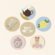 Cargar imagen en el visor de la galería, Pintar por números Posavasos 10cm (6 piezas) - Hora del Té Figured'Art