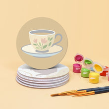 Cargar imagen en el visor de la galería, Pintar por números Posavasos 10cm (6 piezas) - Hora del Té