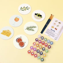 Cargar imagen en el visor de la galería, Pintar por números Posavasos 10cm (6 piezas) - Sabores Mediterráneos
