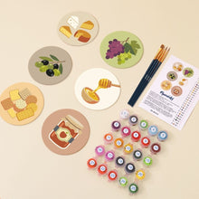 Cargar imagen en el visor de la galería, Pintar por números Posavasos 10cm (6 piezas) - Aperitivo Mediterráneo