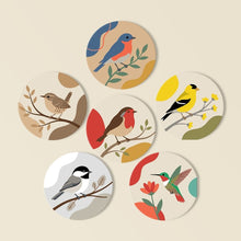 Cargar imagen en el visor de la galería, Pintar por números Posavasos 10cm (6 piezas) - Pequeños Pájaros Cantores Figured'Art