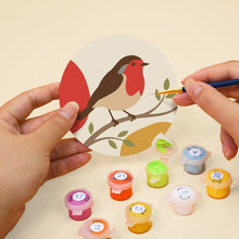 Cargar imagen en el visor de la galería, Pintar por números Posavasos 10cm (6 piezas) - Pequeños Pájaros Cantores