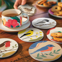 Cargar imagen en el visor de la galería, Pintar por números Posavasos 10cm (6 piezas) - Pequeños Pájaros Cantores