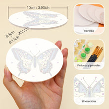 Cargar imagen en el visor de la galería, Pintar por números Posavasos 10cm (6 piezas) - Alas de Primavera