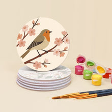 Cargar imagen en el visor de la galería, Pintar por números Posavasos 10cm (6 piezas) - Primavera Suave