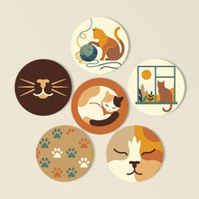 Cargar imagen en el visor de la galería, Pintar por números Posavasos 10cm (6 piezas) - Vida de Gato Figured'Art