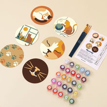 Cargar imagen en el visor de la galería, Pintar por números Posavasos 10cm (6 piezas) - Vida de Gato