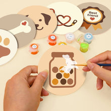 Cargar imagen en el visor de la galería, Pintar por números Posavasos 10cm (6 piezas) - Mundo de Cachorros