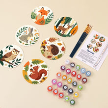 Cargar imagen en el visor de la galería, Pintar por números Posavasos 10cm (6 piezas) - Amigos del Bosque
