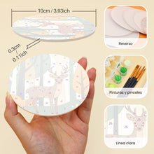 Cargar imagen en el visor de la galería, Pintar por números Posavasos 10cm (6 piezas) - Amigos del Bosque