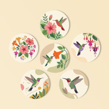 Cargar imagen en el visor de la galería, Pintar por números Posavasos 10cm (6 piezas) - Danza de Colibríes Figured'Art