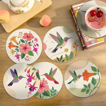 Cargar imagen en el visor de la galería, Pintar por números Posavasos 10cm (6 piezas) - Danza de Colibríes