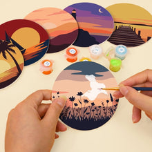 Cargar imagen en el visor de la galería, Pintar por números Posavasos 10cm (6 piezas) - Horizontes al Atardecer
