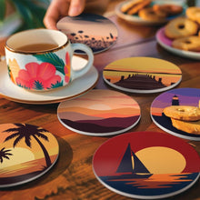 Cargar imagen en el visor de la galería, Pintar por números Posavasos 10cm (6 piezas) - Horizontes al Atardecer