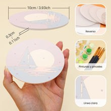 Cargar imagen en el visor de la galería, Pintar por números Posavasos 10cm (6 piezas) - Horizontes al Atardecer