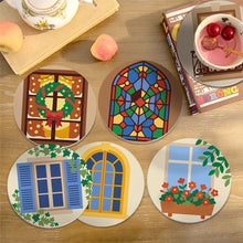 Cargar imagen en el visor de la galería, Pintar por números Posavasos 10cm (6 piezas) - Ventanas Encantadas