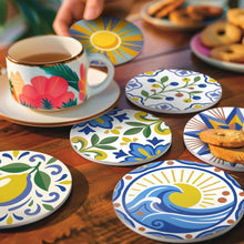 Cargar imagen en el visor de la galería, Pintar por números Posavasos 10cm (6 piezas) - Motivos Mediterráneos