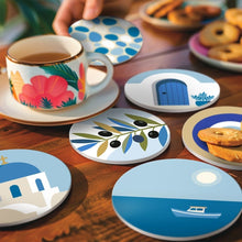 Cargar imagen en el visor de la galería, Pintar por números Posavasos 10cm (6 piezas) - Verano en Grecia