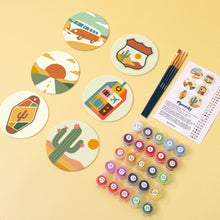 Cargar imagen en el visor de la galería, Pintar por números Posavasos 10cm (6 piezas) - Viaje por el Desierto