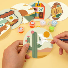 Cargar imagen en el visor de la galería, Pintar por números Posavasos 10cm (6 piezas) - Viaje por el Desierto