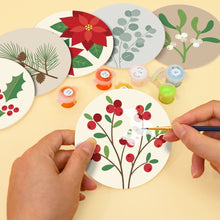 Cargar imagen en el visor de la galería, Pintar por números Posavasos 10cm (6 piezas) - Follaje festivo