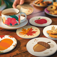 Cargar imagen en el visor de la galería, Pintar por números Posavasos 10cm (6 piezas) - Otoño acogedor