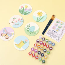 Cargar imagen en el visor de la galería, Pintar por números Posavasos 10cm (6 piezas) - Flores de primavera