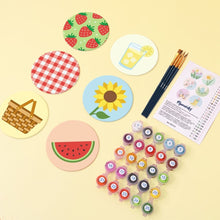 Cargar imagen en el visor de la galería, Pintar por números Posavasos 10cm (6 piezas) - Picnic de verano