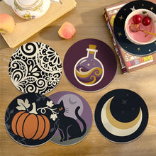 Cargar imagen en el visor de la galería, Pintar por números Posavasos 10cm (6 piezas) - Magia de Halloween