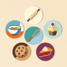 Cargar imagen en el visor de la galería, Pintar por números Posavasos 10cm (6 piezas) - Amantes de los postres Figured'Art