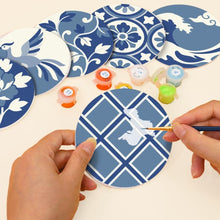 Cargar imagen en el visor de la galería, Pintar por números Posavasos 10cm (6 piezas) - Azul mediterráneo