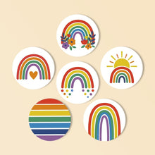 Cargar imagen en el visor de la galería, Pintar por números Posavasos 10cm (6 piezas) - Arcoíris colorido Figured'Art