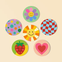 Cargar imagen en el visor de la galería, Pintar por números Posavasos 10cm (6 piezas) - Iconos pop alegres Figured'Art