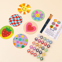 Cargar imagen en el visor de la galería, Pintar por números Posavasos 10cm (6 piezas) - Iconos pop alegres