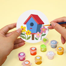 Cargar imagen en el visor de la galería, Pintar por números Posavasos 10cm (6 piezas) - Pueblo de casitas para pájaros