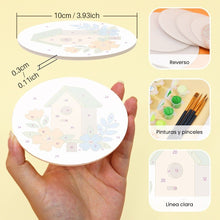 Cargar imagen en el visor de la galería, Pintar por números Posavasos 10cm (6 piezas) - Pueblo de casitas para pájaros