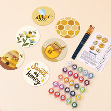 Cargar imagen en el visor de la galería, Pintar por números Posavasos 10cm (6 piezas) - Jardín de abejas