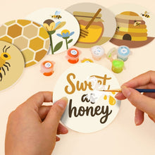 Cargar imagen en el visor de la galería, Pintar por números Posavasos 10cm (6 piezas) - Jardín de abejas
