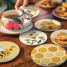 Cargar imagen en el visor de la galería, Pintar por números Posavasos 10cm (6 piezas) - Jardín de abejas